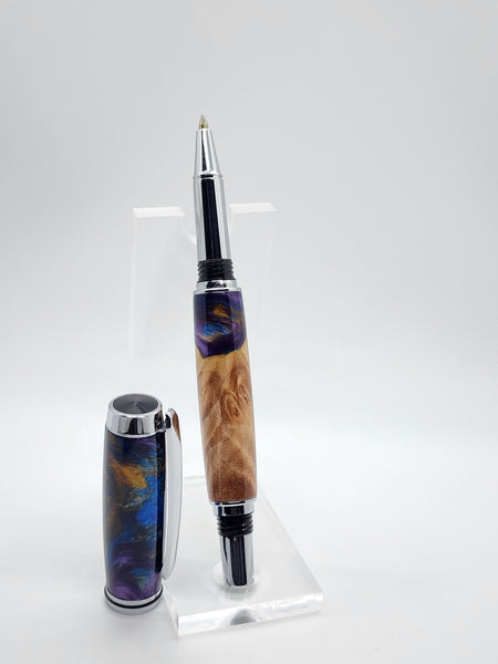 Box Elder Burl & Resin Rollerball - Jr. Gentleman