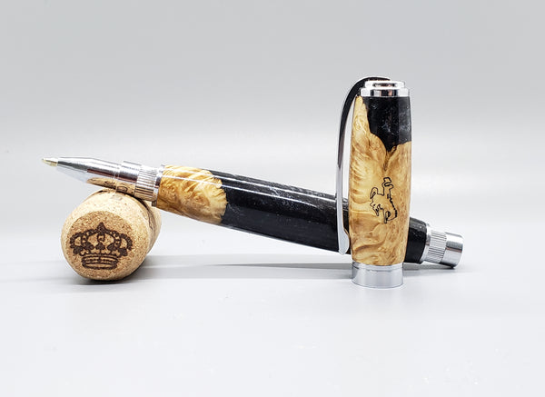 Magnetic Graduate Rollerball Pen - UW - Maple Burl & Resin