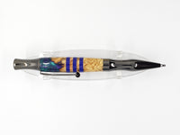 Virage Twist - Gunmetal, Box Elder Burl & Resin Hybrid, Blue Stone Inlay