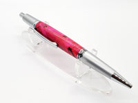 Elegant Sierra Click - Satin Chrome, Pink Box Elder Burl