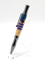 Virage Twist - Gunmetal, Box Elder Burl & Resin Hybrid, Blue Stone Inlay