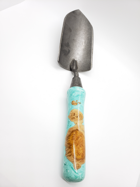 Garden Trowel - Brown Mallee Burl & Mint/White Pour